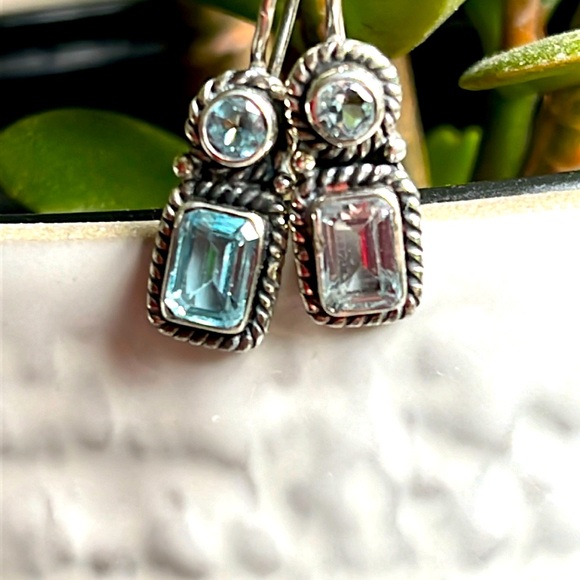 NWOT Blue Topaz Earrings - Picture 1 of 2